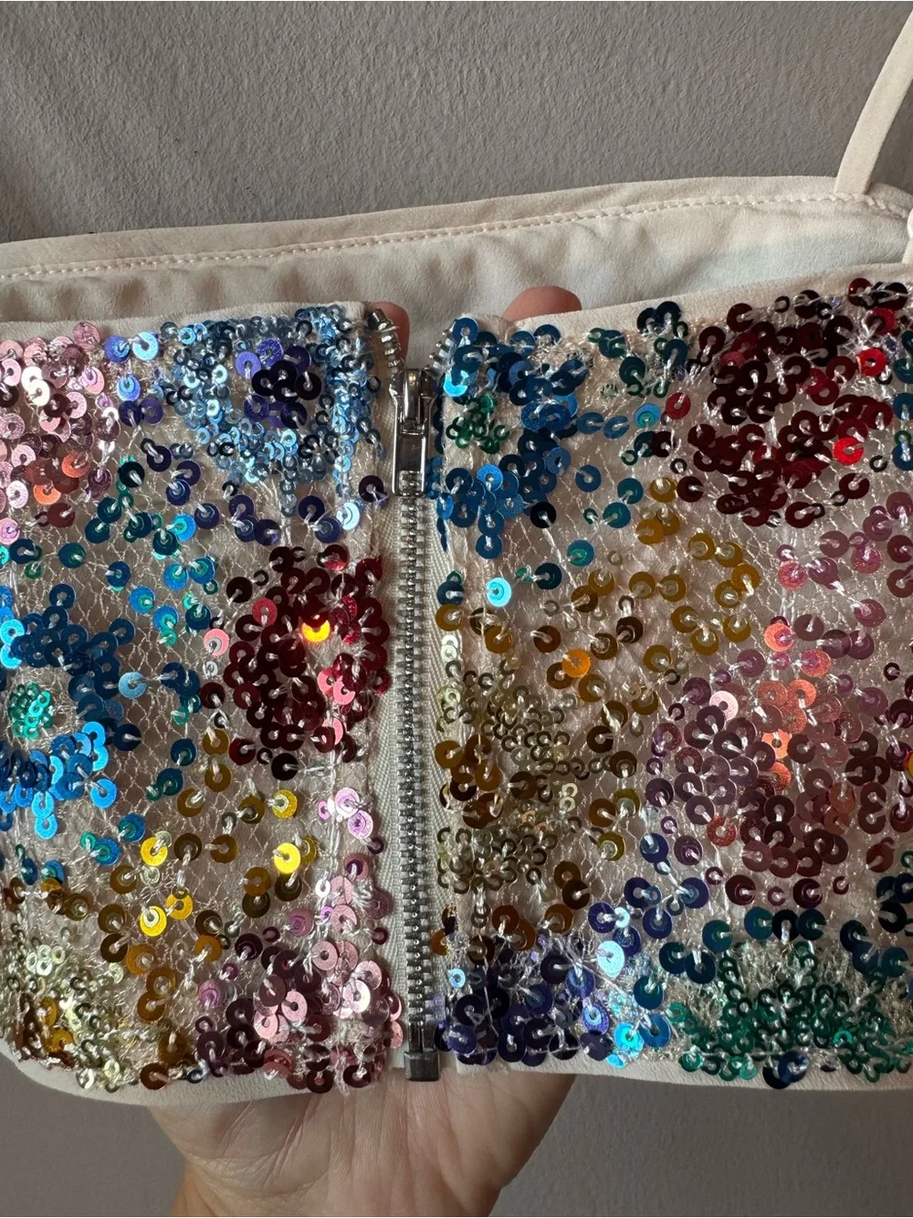 12th Tribe NWT Genevieve Multi Sequin Crop Top and Mini Skirt Set Size XS